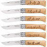 Набор в деревянной коробке из 6 ножей OPINEL №8 ANIMALIA, нержавеющая сталь, рукоять дуб, гравировка 001637
