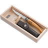 Нож филейный OPINEL №10, нержавеющая сталь, рукоять оливковое дерев, чехол, деревянный футляр 001090
