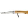 Нож OPINEL №10, нержавеющая сталь, рукоять из бука, со штопором 001410