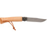 Нож OPINEL №7, нержавеющая сталь, рукоять из бука, с кожаным темляком 001372
