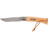 Нож OPINEL №7, нержавеющая сталь, рукоять из бука, с кожаным темляком 001372