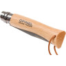Нож OPINEL №7, нержавеющая сталь, рукоять из бука, с кожаным темляком 001372