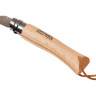 Нож OPINEL №7, нержавеющая сталь, рукоять из бука, с кожаным темляком 001372