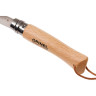 Нож OPINEL №7, нержавеющая сталь, рукоять из бука, с кожаным темляком 001372