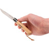 Нож OPINEL №7, нержавеющая сталь, рукоять из бука, с кожаным темляком 001372