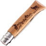 Нож OPINEL №8, нержавеющая сталь, рукоять дуб, гравировка серна, 002336