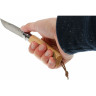 Нож OPINEL №8, нержавеющая сталь, рукоять из бука, с кожаным темляком 001321