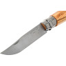 Нож OPINEL №8, нержавеющая сталь, рукоять оливковое дерево, деревянный футляр, чехол 001004