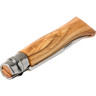Нож OPINEL №8, нержавеющая сталь, рукоять оливковое дерево, деревянный футляр, чехол 001004