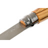 Нож OPINEL №8, нержавеющая сталь, рукоять оливковое дерево, деревянный футляр, чехол 001004