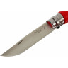 Нож OPINEL №8 TREKKING, нержавеющая сталь, кожаный темляк, красный 001705