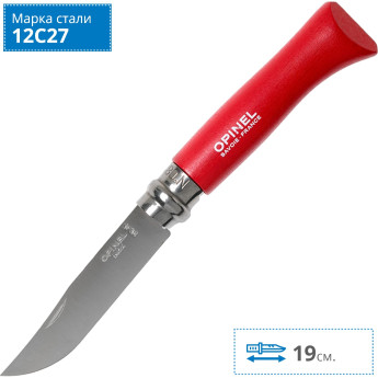 Нож Opinel №8 Trekking, нержавеющая сталь, красная рукоятка, блистер 001981