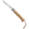 Нож OPINEL №8 TREKKING, нержавеющая сталь, рукоять дуб, гравировка сурок, козел и эдельвейс, темляк 001641