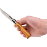 Нож Opinel №8 Carbon, рукоять из бука, чехол, деревянная коробка