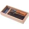 Нож Opinel №8 Carbon, рукоять из бука, чехол, деревянная коробка