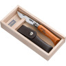 Нож Opinel №8 Carbon, рукоять из бука, чехол, деревянная коробка