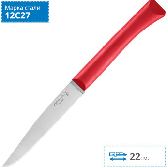 Нож столовый Opinel N°125, серрейтор, полимерная ручка, красный