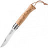 Нож OPINEL №8 TREKKING, нержавеющая сталь, рукоять дуб, гравировка сурок, козел и эдельвейс, темляк 001641