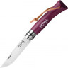 Нож OPINEL №7 TREKKING, нержавеющая сталь, кожаный темляк, фиолетовый 001444