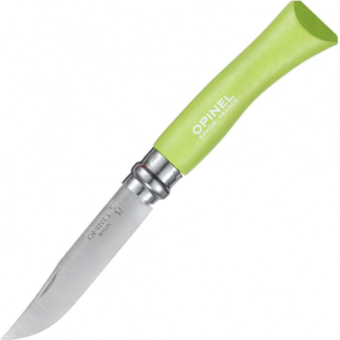 Нож OPINEL №7, нержавеющая сталь, зеленый 001425