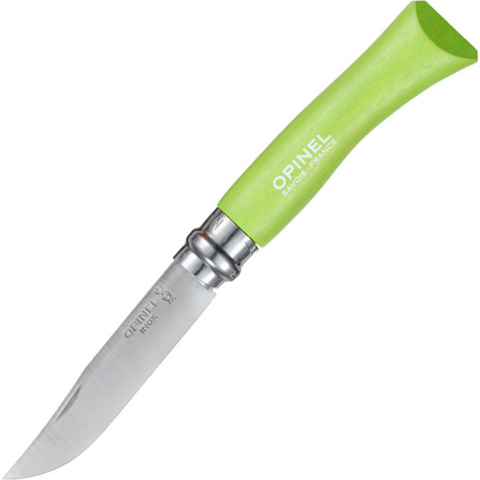 Нож OPINEL №7, нержавеющая сталь, зеленый, блистер 001607