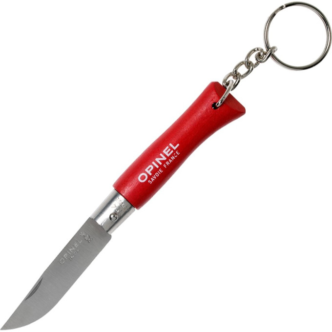 Нож-брелок OPINEL №4, нержавеющая сталь, красный, 002055
