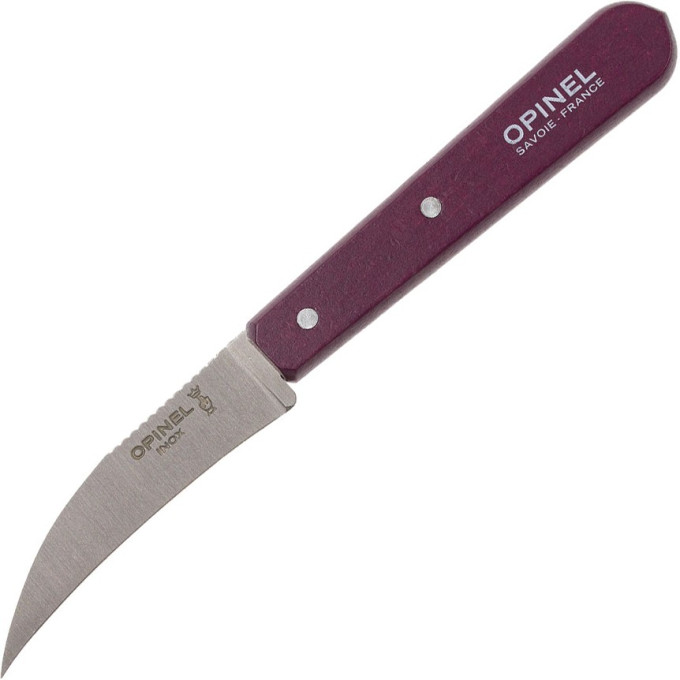 Нож для чистки овощей OPINEL №114, деревянная рукоять, нержавеющая сталь, сливовый, блистер, 001924