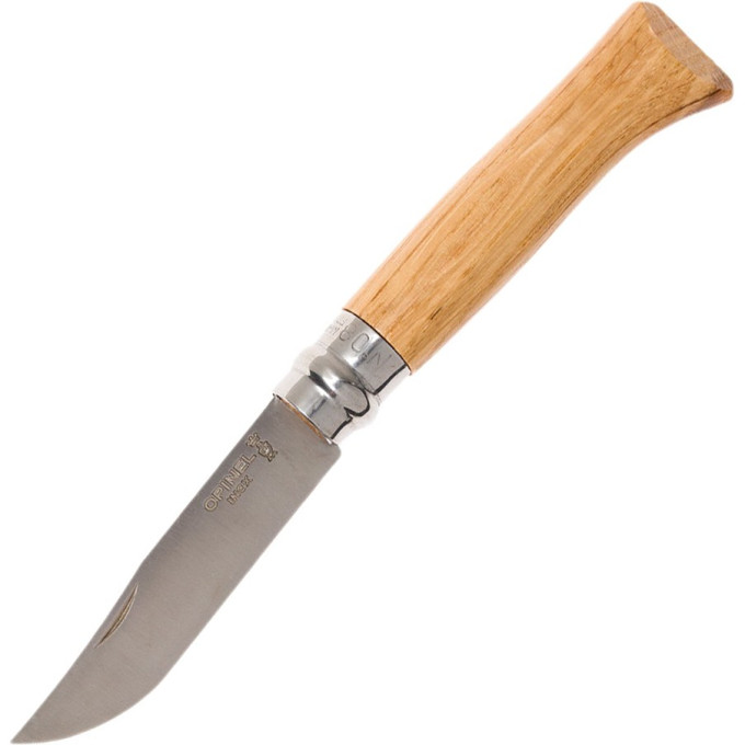 Нож OPINEL №8, нержавеющая сталь, дубовая рукоять в картонной коробке 002021