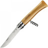 Нож OPINEL №10, нержавеющая сталь, рукоять из бука, со штопором 001410