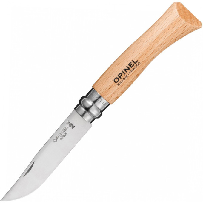 Нож OPINEL №7, нержавеющая сталь, рукоять из бука, блистер 000654