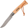 Нож OPINEL №7, нержавеющая сталь, рукоять из бука, с кожаным темляком 001372