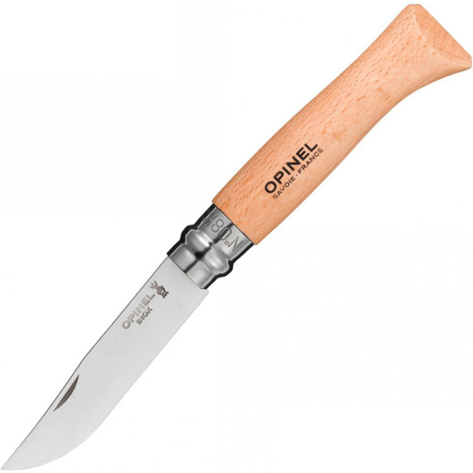 Нож OPINEL №8, нержавеющая сталь, рукоять из бука, блистер 000405