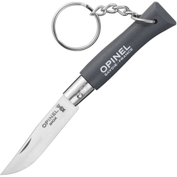 Нож-брелок OPINEL №4, нержавеющая сталь, серый, 002056
